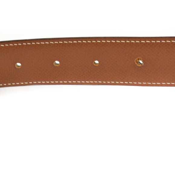 HERMES: Black/Brown, Leather & Gold "H" Buckle Belt fits 25" to 28" (wb) - Picture 10 of 11